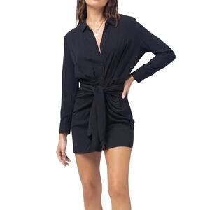 L*SPACE Aura Mini Dress Women S Black Swirl Whimsygoth Boho City Chick Party NWT